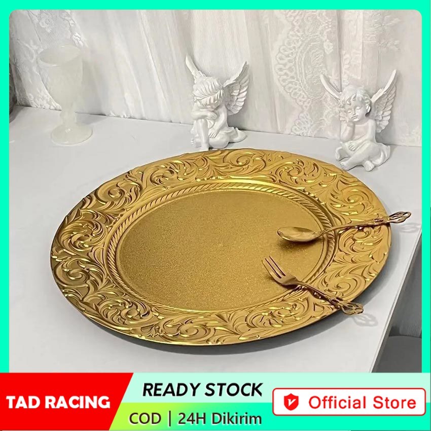 Piring Emas Piring Arab Gold Piring Saji Piring Kurma/Piring Kue/ Piring Sultan/Gold Plate