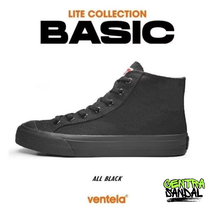 Sepatu Ventela Basic High All Black Original Sepatu Ukuran 37-43