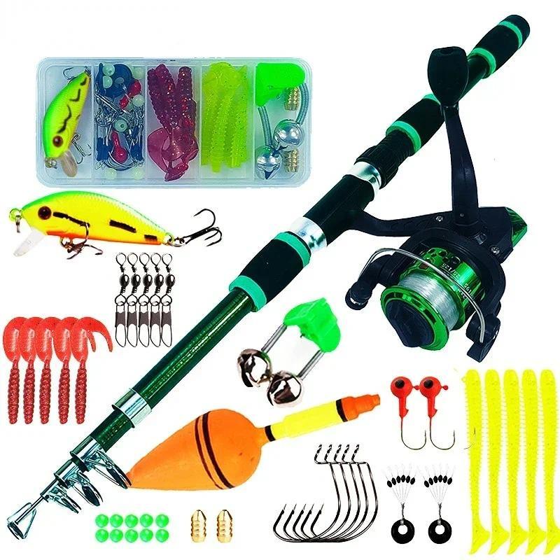 Spinning Fishing Rod and Reel Combo1.8M Telescopic Rod with 5.2:1 3BB Reel Max Drag 5kg Full Fishing
