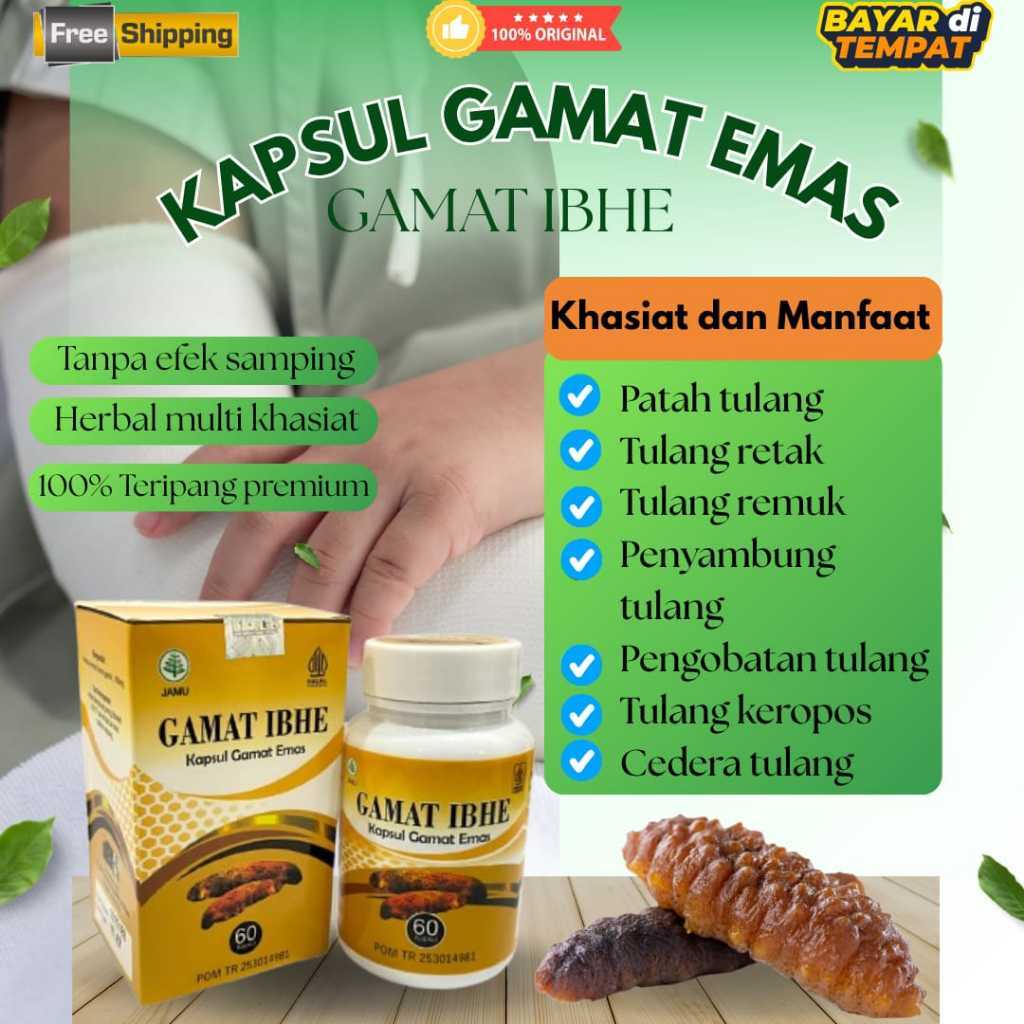 GAMAT IBHE Obat Patah Tulang  Patah Tulang Retak Remuk Pereda Nyeri Cedera Patah Tulang KAPSUL GAMAT