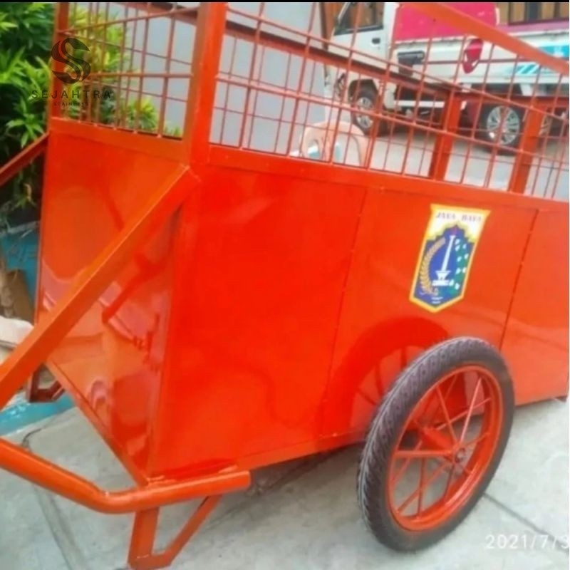 Gerobak Sampah Besi 140×80×100cm Plat Esser