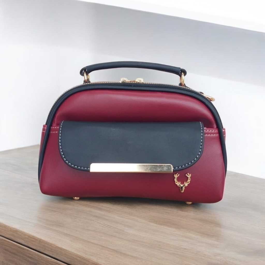 [LuxeWear] Tas 2 Ruang Resleting Kulit Sintetis – Fashion Korea Stylish Muat HP & Dompet