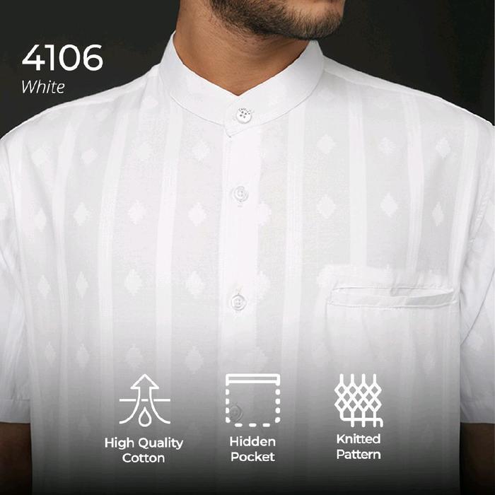 Casella Baju Koko Pria Lengan Pendek | Koko Couple Ayah-Anak Nizar Edition - 4106 White, M