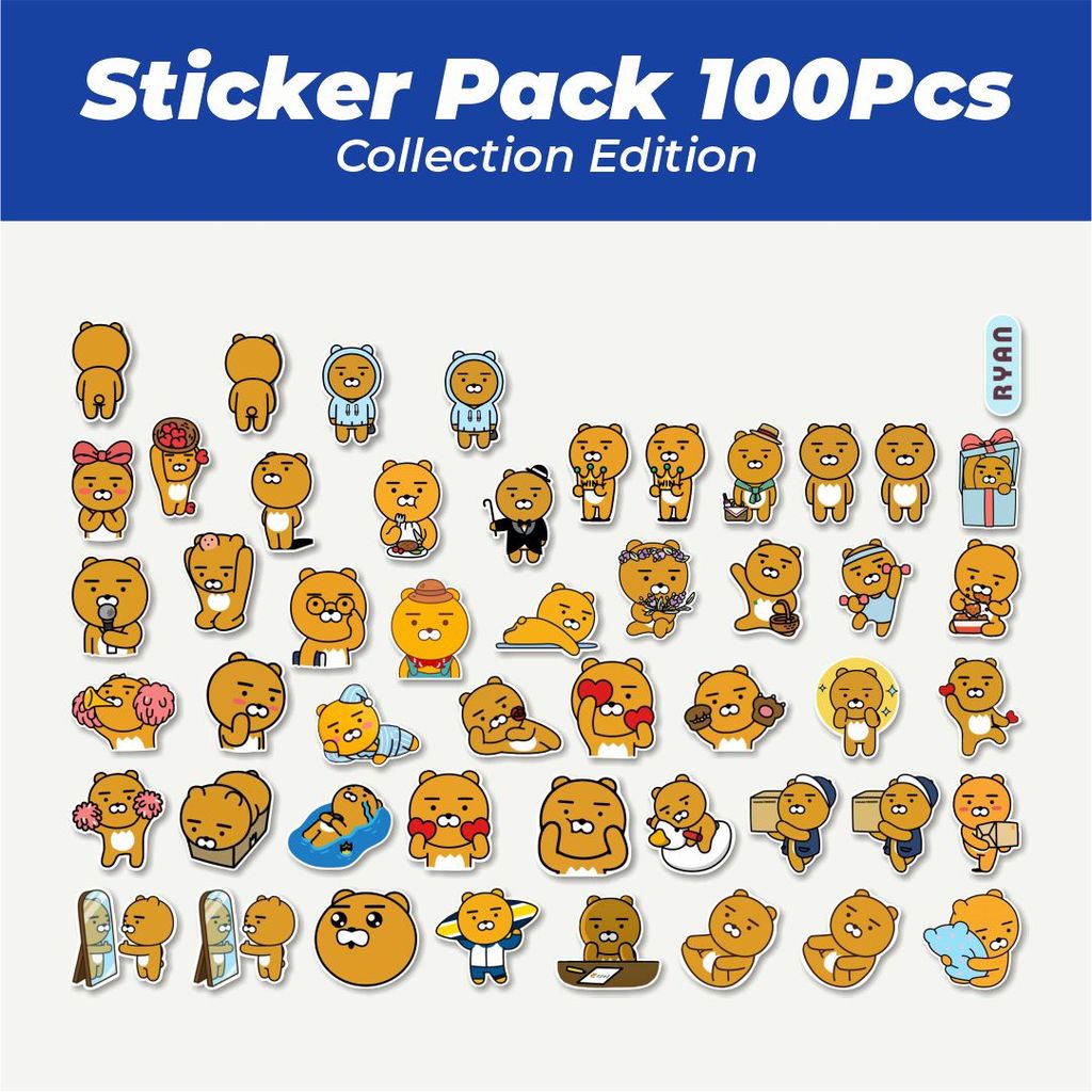 Hot Stiker Stiker RYAN KAKAO FRIENDS CARTOON Lucu Anti Air Stikers Berperekat Waterproof Sticker Dec