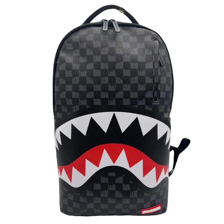 Sprayground Drip Check Black Backpack / Tas Branded Original