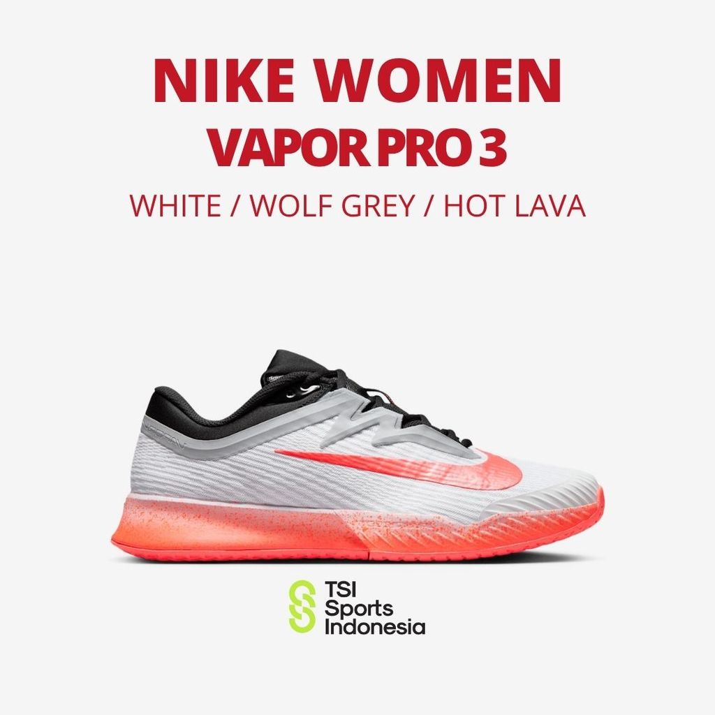 Sepatu Tenis Nike VAPOR PRO 3 WOMEN / White Hot Lava / Tennis Shoes