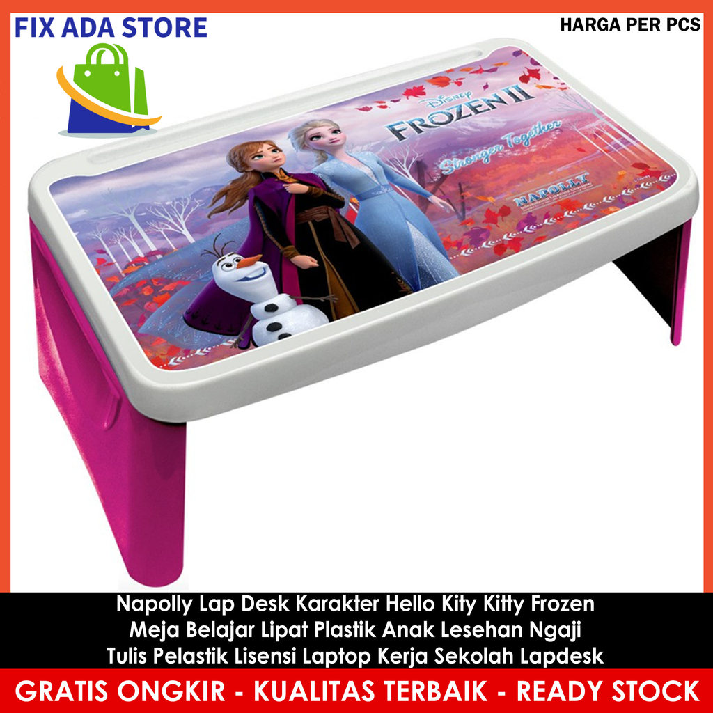 Napolly Lap Desk Karakter Hello Kity Kitty Frozen Meja Belajar Lipat Plastik Anak Lesehan Ngaji Tuli