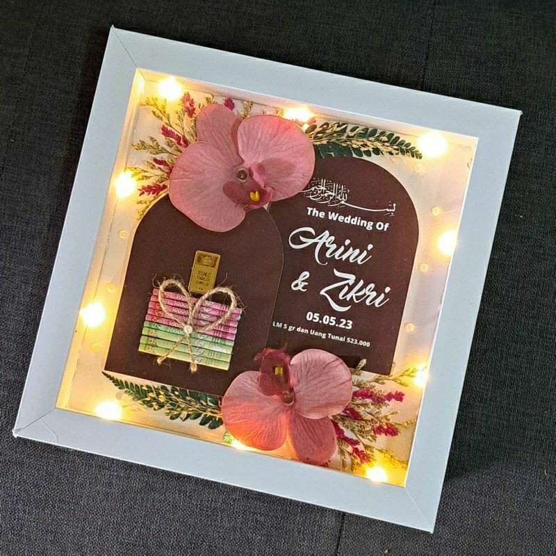 BINGKAI MAHAR PERNIKAHAN CUSTOM /MAHAR IN FLOWER FRAME 3D CUSTOM/ FRAME MAHAR