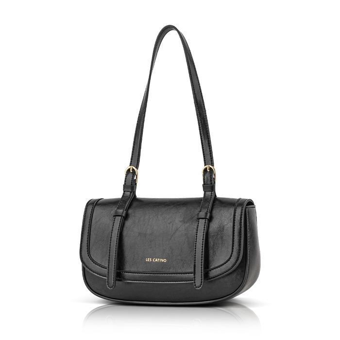 Tas Wanita Les Catino Joan Pv Flap Saddle - Black