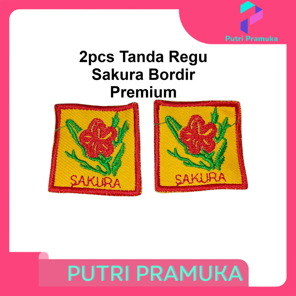(2pcs) Bet Tanda Regu Sakura Bordir Premium diameter 4cm Pramuka Putri