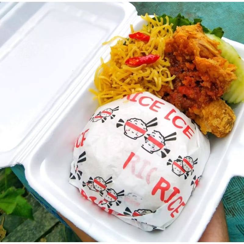 Kertas Nasi Laminasi Anti Lengket / Kertas Nasi Putih / Bungkus Nasi Kotak