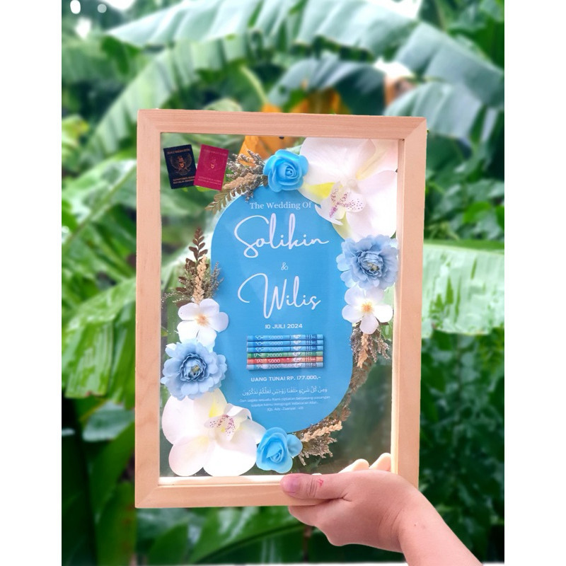 costume MAHAR PERNIKAHAN BINGKAI KAYU MAHAR UANG 3D BINGKAI MAHAR AKRILIK BINGKAI MAHAR TRANSPARAN B
