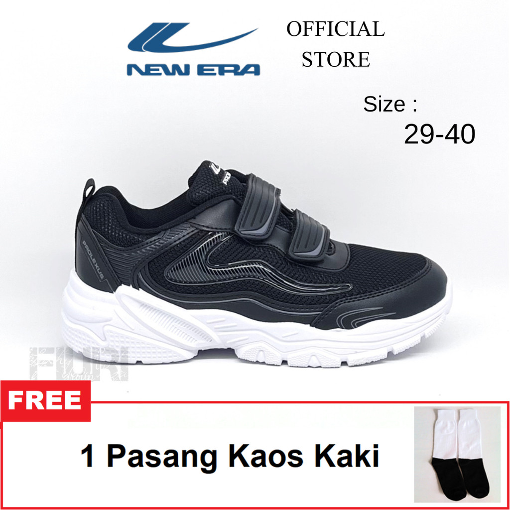 New Era - Lily Perekat 29-40 - Sepatu Sneakers Casual Sekolah Kuliah Kerja Pria Wanita - Hitam Putih