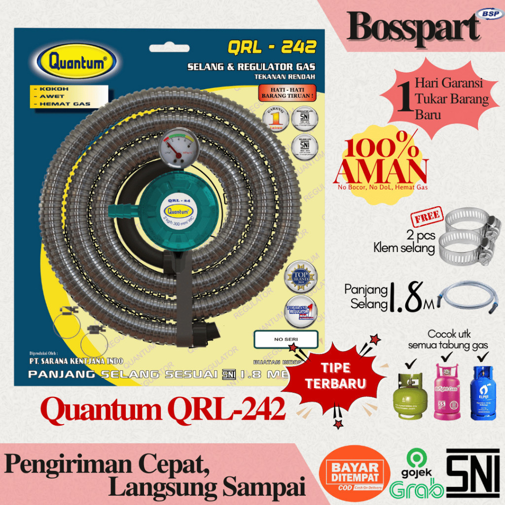 Quantum Regulator Selang Gas QRL-042 / QRL-142 / QRL-042 / Regulator Gas Quantum / Selang gas
