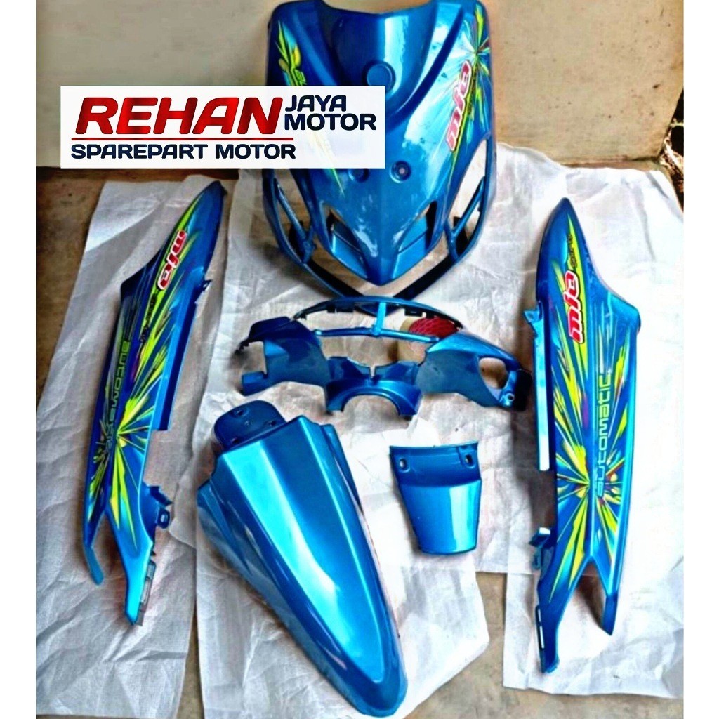 Cover ful body halus mio smile/Mio new biru muda+striping