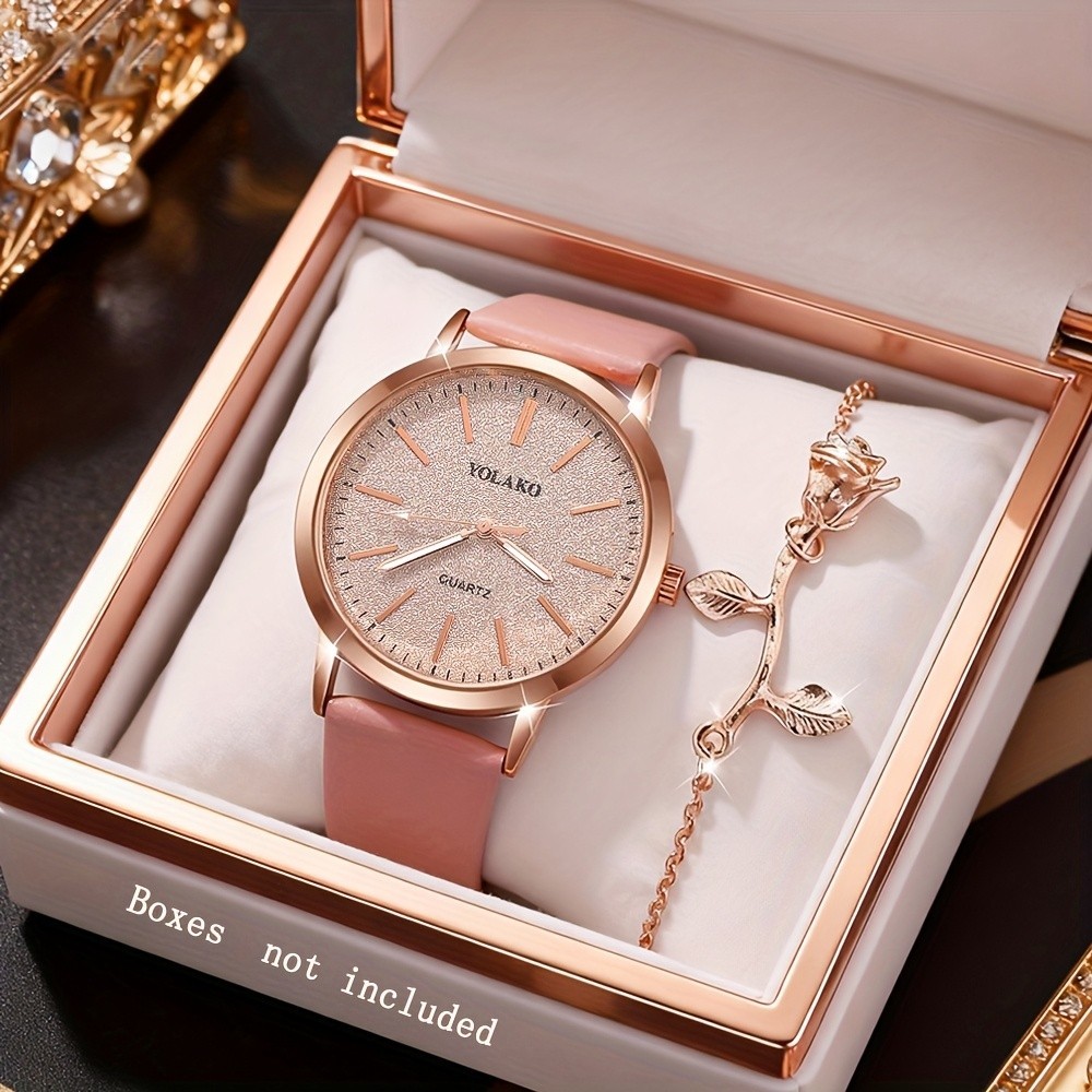 2PCS Kombinasi Gelang Jam Tangan Wanita Dial Besar Jam Tangan Kuarsa Wanita Desain Langit Bintang Fe