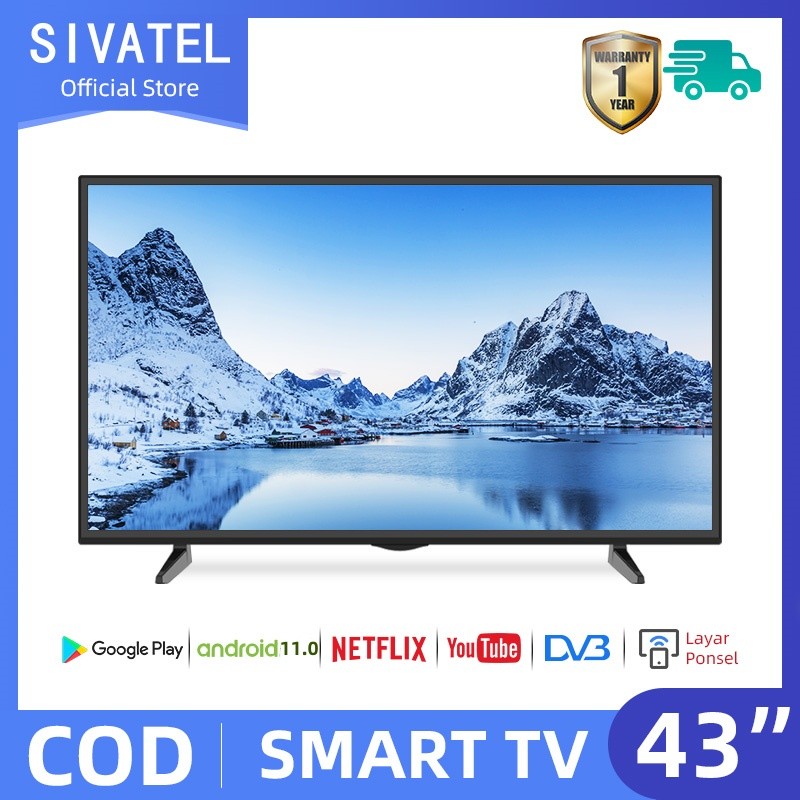 Sivatel TV LED Smart 43 inch FHD Ready TV Televisi Murah -Youtuber/Wifi/Netflix-Garansi 1Tahun