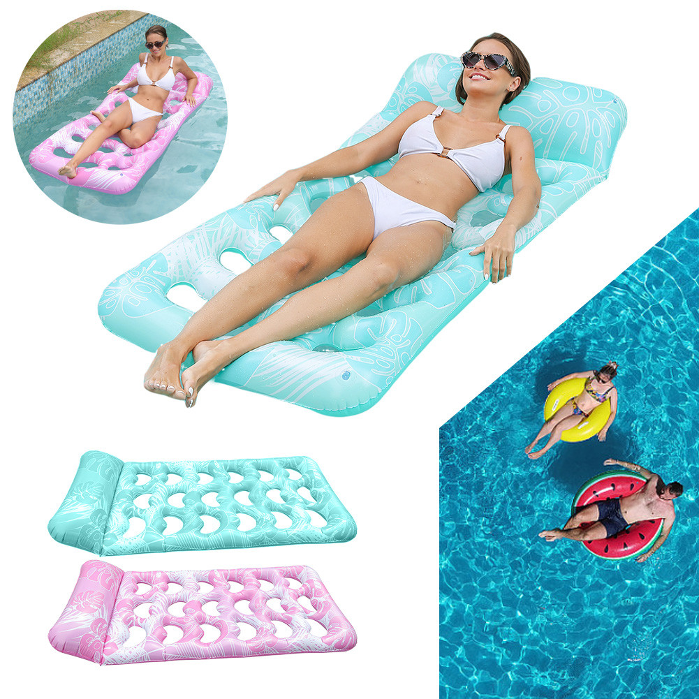 Inflatable Pool Float Lounger with Headrest Floating Lounger Air Mattress PVC Swimming Pool Air Matt