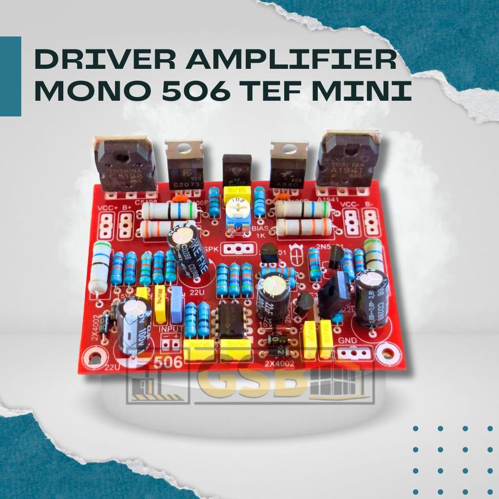 Driver Amplifier Mono 506 TEF Mini PCB 80x57mm Transistor C5198/A1941