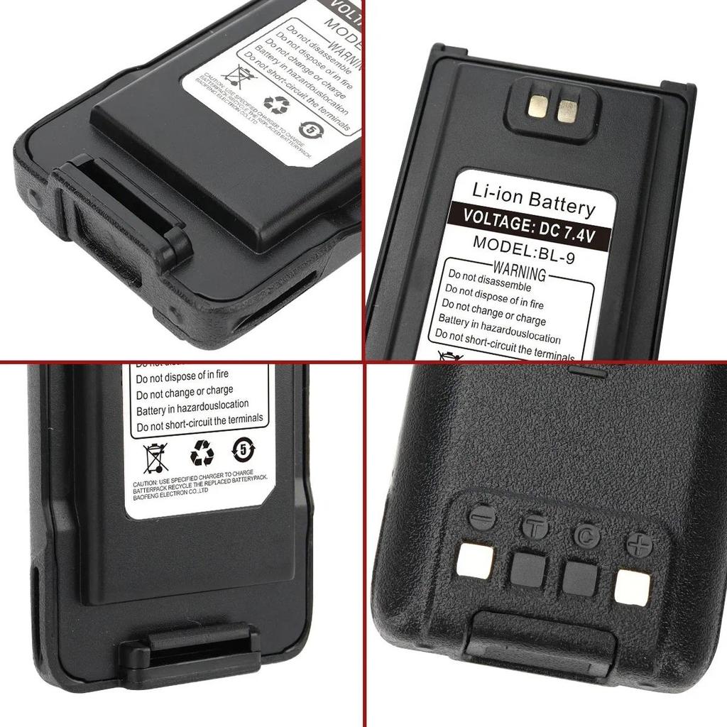 7.4V UV-9R Pro Li-ion Battery Compatible with Baofeng Walkie BL-9 IP68 Waterproof Support Type-C Cha