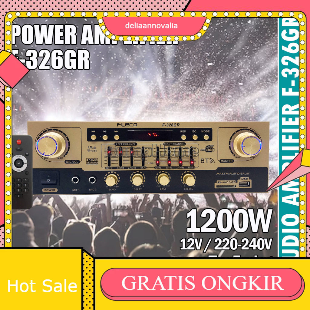 Amplifier FLECO BT-559 dan F-326GR USB Bluetooth Stereo Karaoke + Mp3 player + FM Radio garansi 1 ta