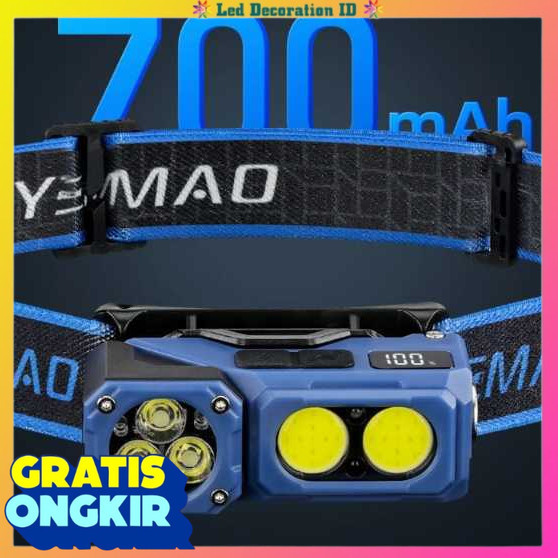 Senter LED Kepala mini model T615 berputar / Senter Kepala Cas Anti air dan tahan segala cuaca