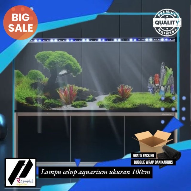 Lampu celup aquarium 100cm biru putih / lampu led celup aquarium aquascaspe