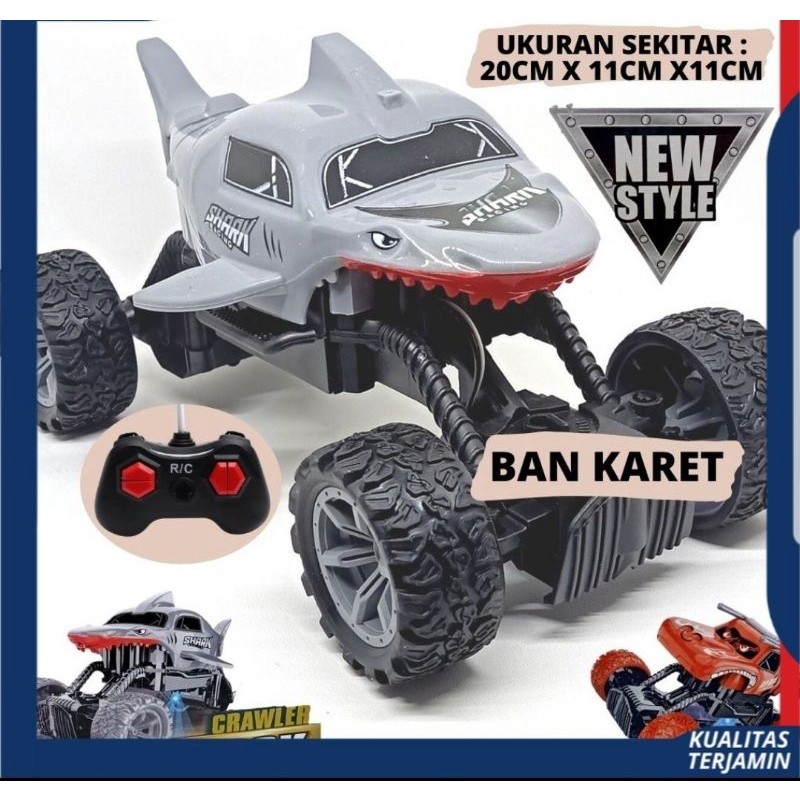 RC Rock Crawler Mainan Anak Mobil Remote Control Model Hiu IKAN Striker Ban Karet