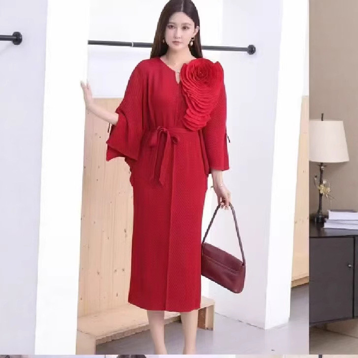 202511 Miyake Miyake gaun berlipat, elegan ukuran Plus