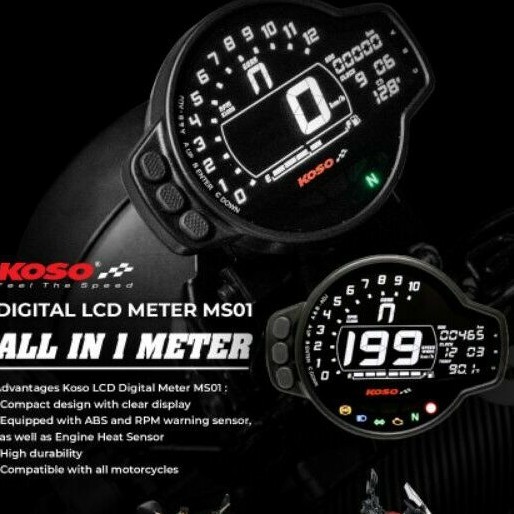 Speedometer Digital LCD Meter MS01 KOSO Original