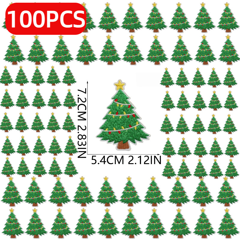 10/50/100PCS Classic ristmas Tree Embroidery Clothes Decoration Ironing Bag/hat/cloth Cloth Sticker 