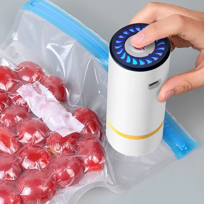Pompa Udara Listrik Mini Isi Ulang untuk Menjaga Kesegaran Makanan Tas Penyimpanan Vakum Tertutup Me