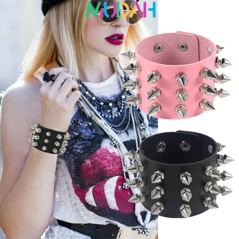 Gelang Duri Punk 3 Baris Bracelet Punk Gelang Punk Rock Gelang Band Metal Rock Metal Cosplay Anime