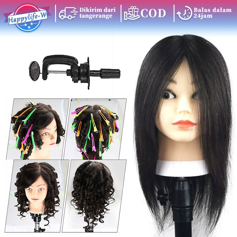 Manekin Rambut Asli Latihan Manekin Kepala Rambut Hair Mannequin Kepala Patung Rambut Hairdo
