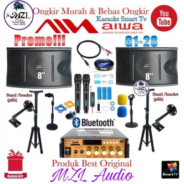 Paket sound system Smart tv karaoke Aiwa G1-28 8 inch Original Produk