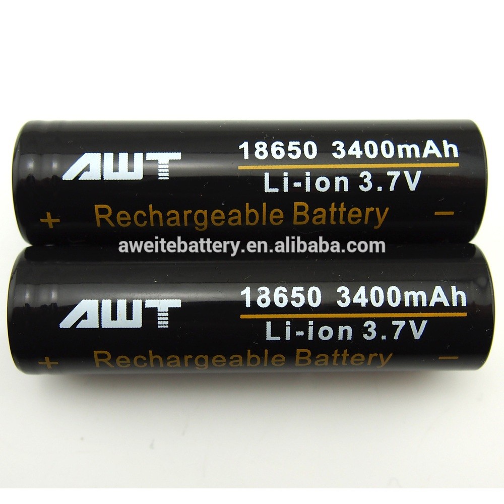 Baterai AWT 3400mAh Hitam 18650 Black Batre Battery 3400 mAh (1 Baterai)