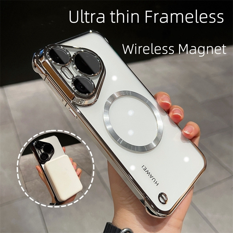 Untuk Huawei Pura70 P30 P50 P60 P40Pro + Kasus Ultra tipis Plating Frameless PC transparan Penutup K
