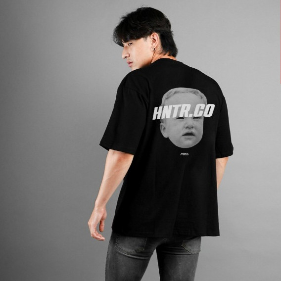 HUNTERCUTZ - Kaos Oversize Pria Baby face Vintage