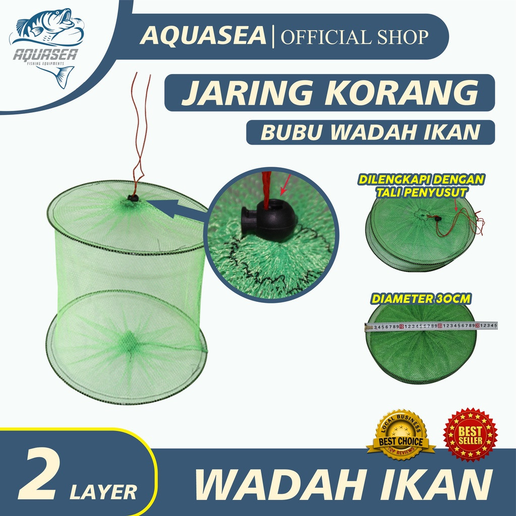 Zona Pancing Mania Jaring Korang Wadah ikan 2 Layer tempat Ikan bubu bulat Perangkap Ikan Jebakan