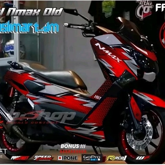 sticker decal full body nmax lama red silver variasi