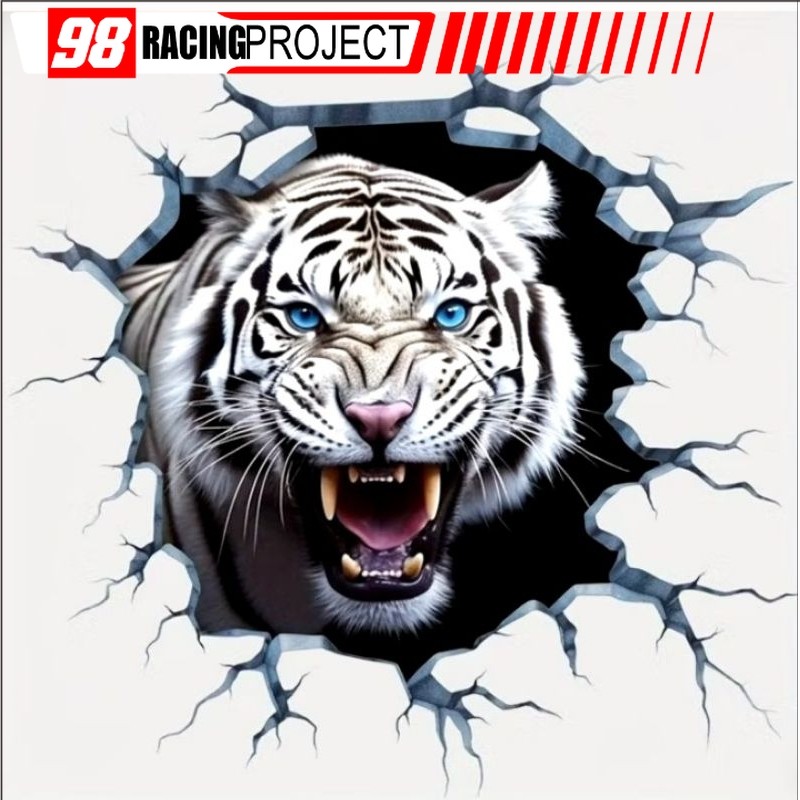 stiker 3D macan putih keren, stiker print sudah cutting, size 8 x 4 cm