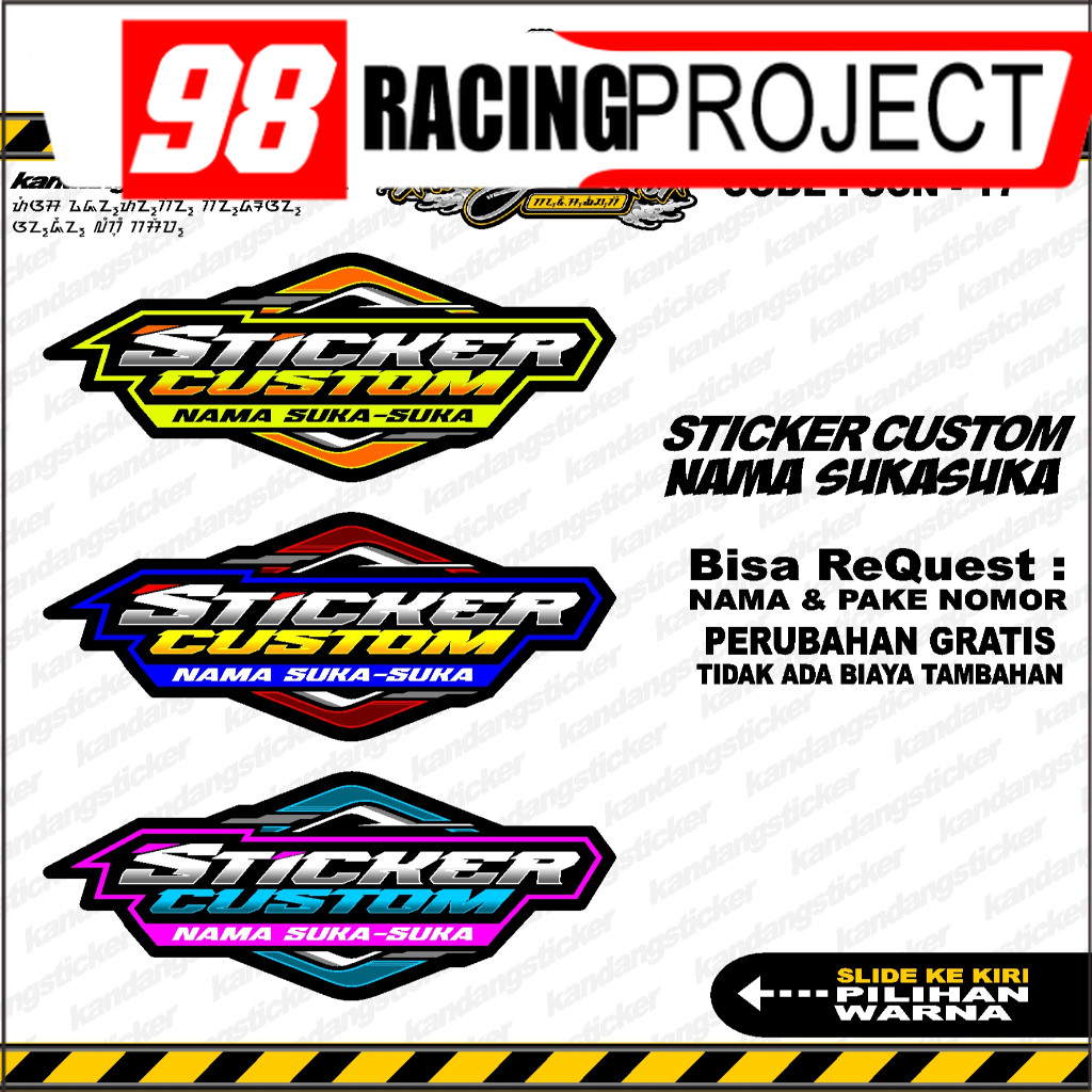 Stiker Racing Custom Satuan Nama Suka Suka Sticker Custom Stiker Timbul Sticker Motor Stiker Toko St