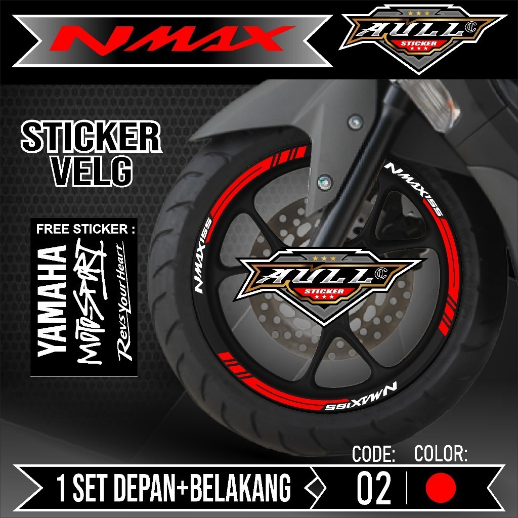 Sticker Velg Nmax Cutting Velg Motor Yamaha NMAX Old List Stiker Cutting Velk Ban Variasi Set Depan 