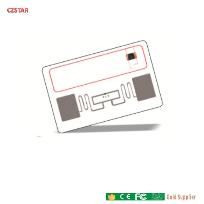 100pcs rfid dual frequency uhf rfid card hybrid composite card PVC card 1356mhz 860960mhz HF + UHF R