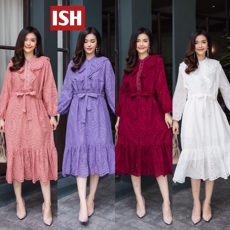 DRESS MAXI CUTIE MINUTE WANITA GAUN KAIN KOREA IMPORT PREMIUM BANGKOK PESTA NATAL