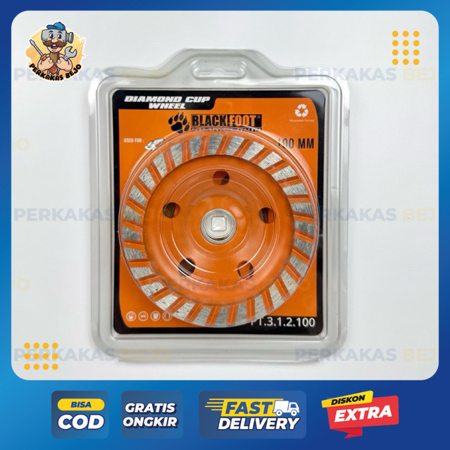 DIAMOND CUP BLACKFOOT 4" - Grinding Cup Wheel 100mm / Mata Gerinda Poles Kerok Amplas Tembok Batu Be