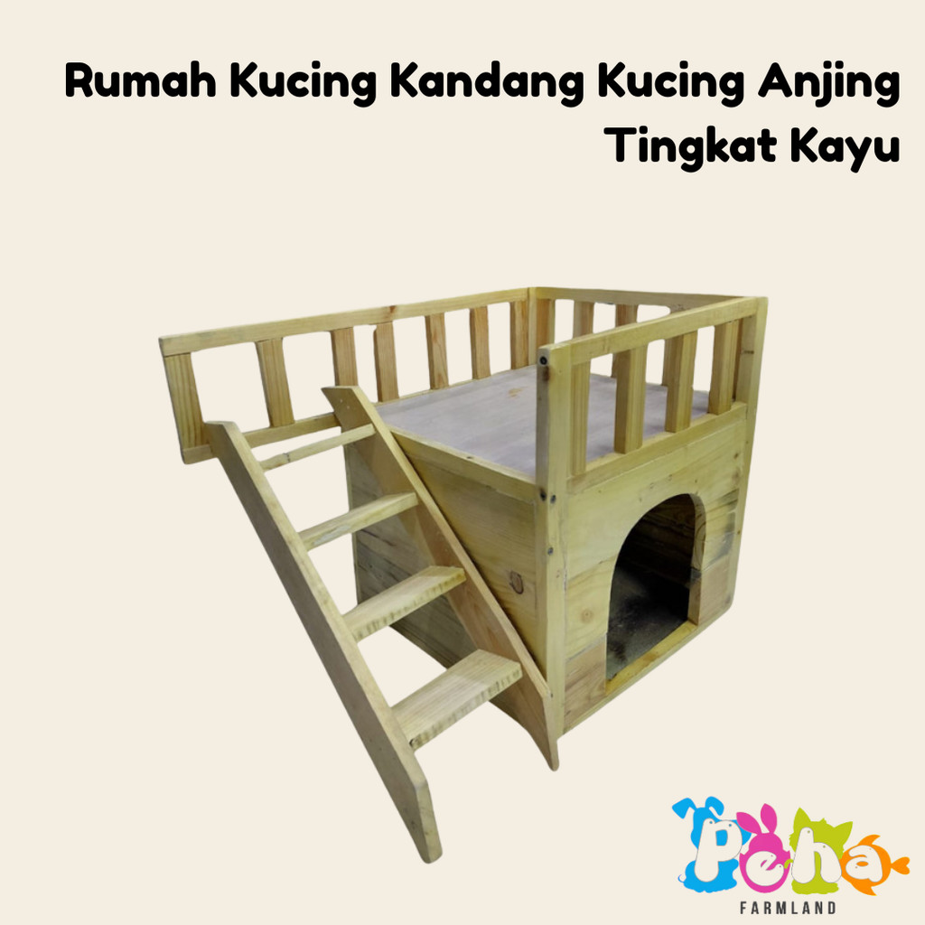 Rumah Kucing Kandang Kucing Anjing Tingkat Kayu