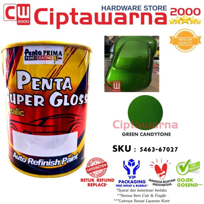 Cat Penta Super Gloss Green Hijau Candy Candytone 1 Liter - A3 CWS