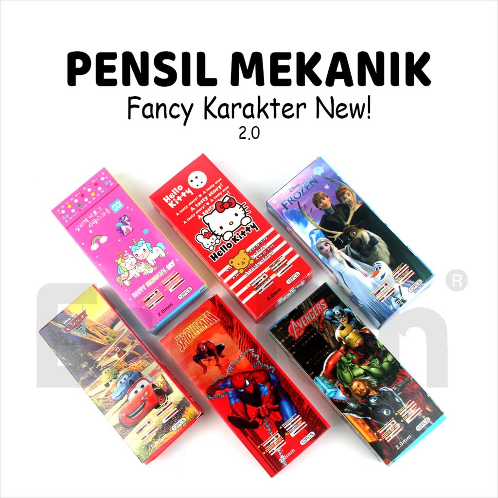 Pensil / 12pcs pensil Mekanik fancy 2.0mm / Mechanical Pencil / Pensil Mekanik karakter