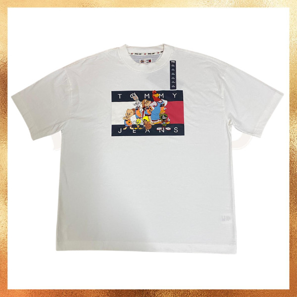 Kaos Tommy Hilfiger x Space Jam Logo Collab White Big Logo Tee Original